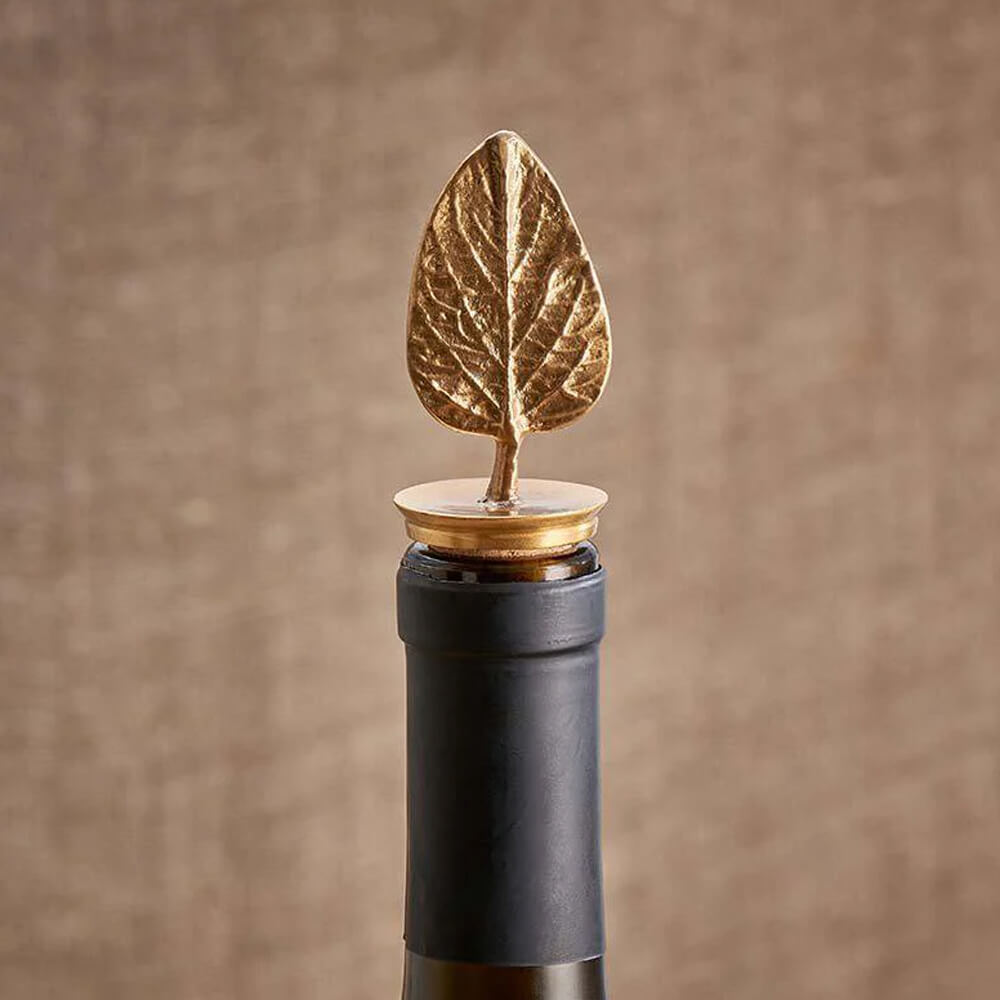 Nkuku Poplar Leaf Brass Bottle Stopper